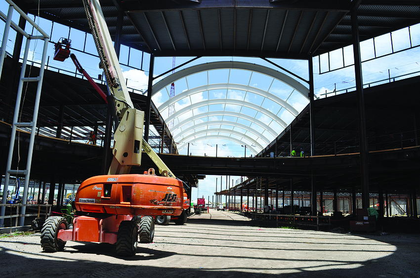 Crews construct the concourse area of the Mall at UTC.