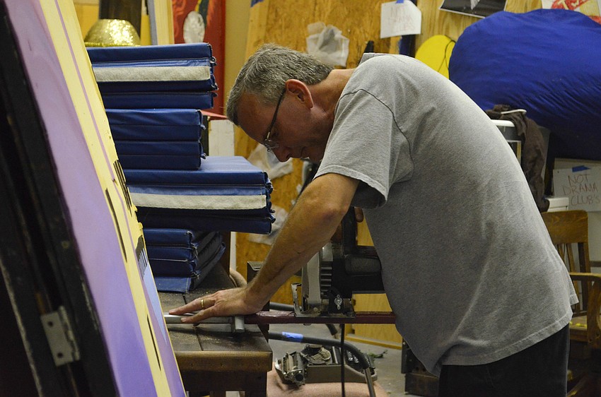 Technical Director Mike Beaumier (father of Gretchen Beaumier aka Wendy) helps with the sets and props
