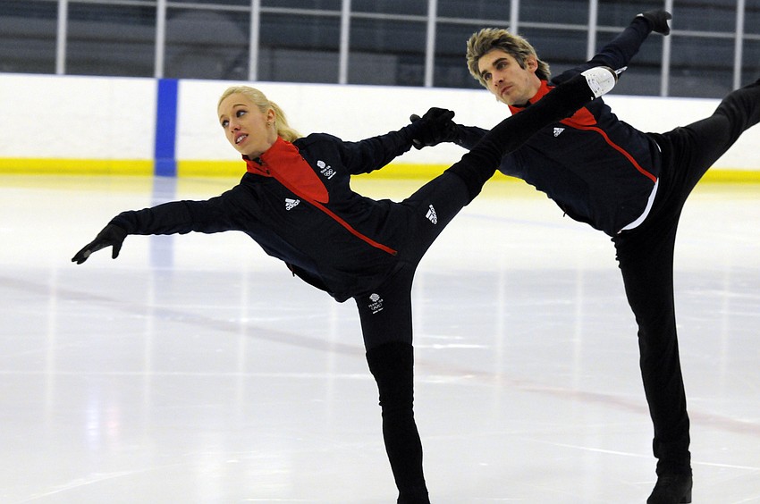 Great Britain pairs figure skaters Stacey Kemp and David King train at the Ellenton Ice and Sports Complex.