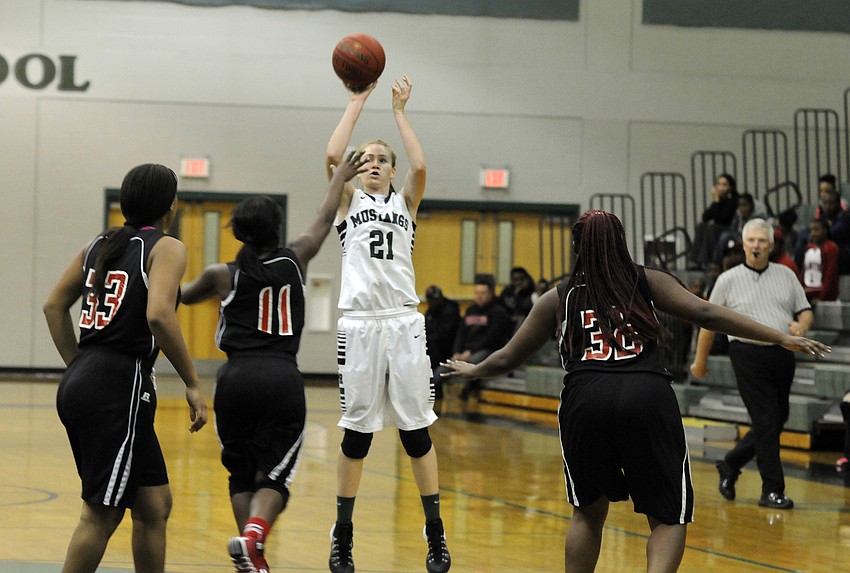 Lakewood Ranch sophomore Megan Hagy attempts a shot in the second quarter.