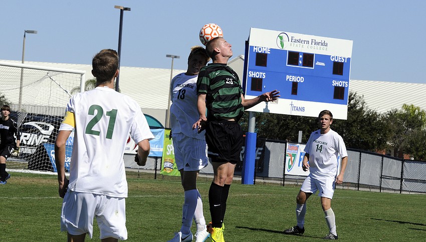 Lakewood Ranch defender Reese Riggins goes up for the ball in the second half.