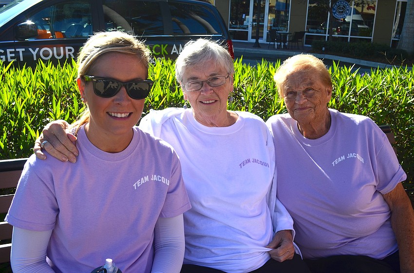 Ashley Ryan, Cathy Buono and Margaret Abele show support for Team Jacqui.