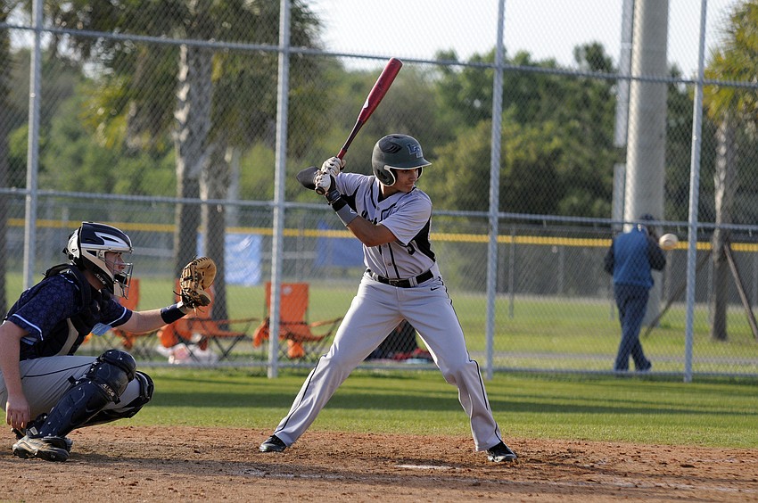 Lakewood Ranch sophomore third baseman Jack Dunn looks to make contact in the top of the sixth inning.