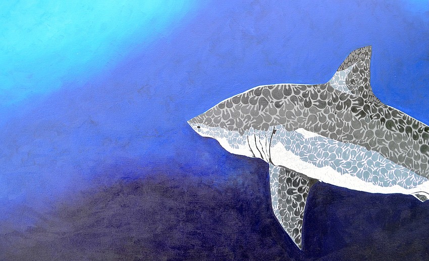 Melissa Limaâ€™s â€œGreat Whiteâ€ is featured at her booth.