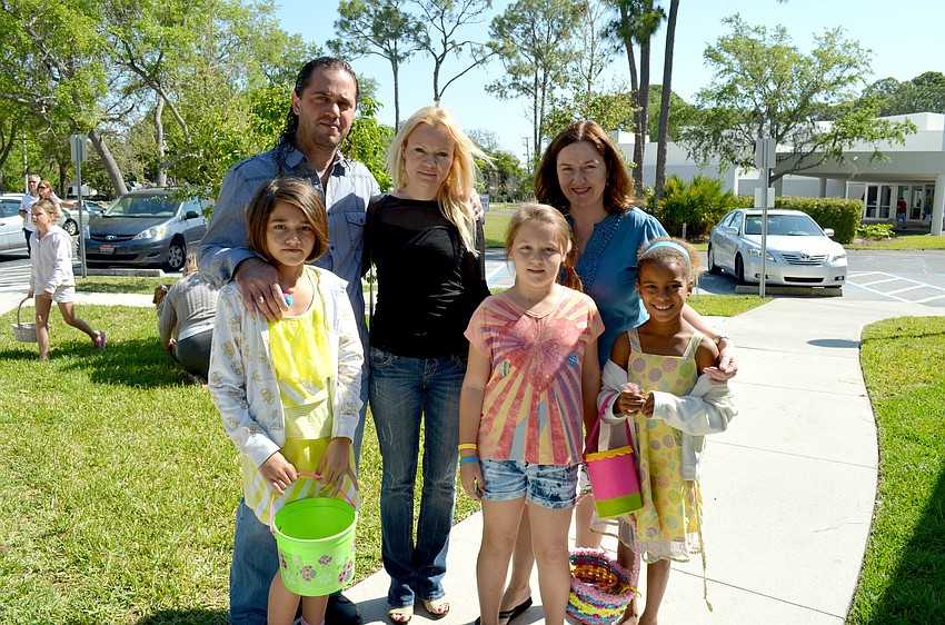 Andre and Llidiya Simotovic with their daughter, Luna, and Jana Petrovic, her daughter Nicole and friend Jaelen Hebdon
