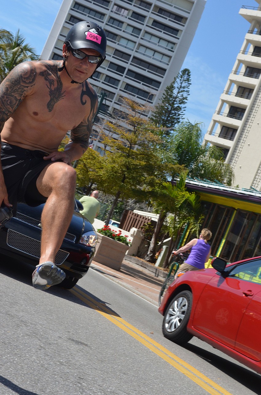 Juan Molina skates through the second lap of 13.2 â€“ mile race.