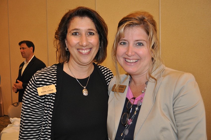 Donna Carden, who said the presentation helped her rediscover the importance of childhood games, with Heather Kasten