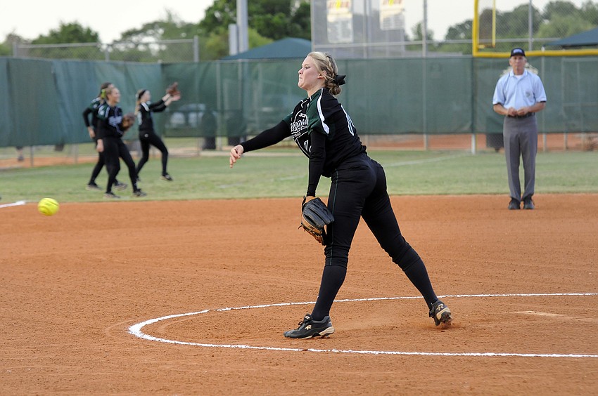 Lakewood Ranch sophomore Amanda Rak pitched a complete game for the Lady Mustangs.