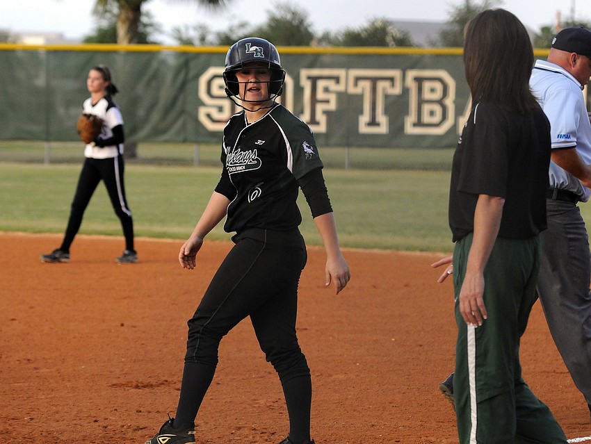 Lakewood Ranchâ€™s Shea Fisher had the Lady Mustangs lone hit of the night.