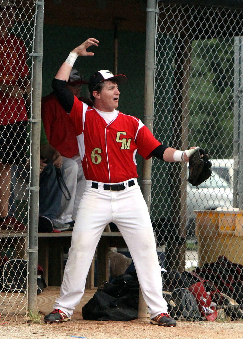 Cardinal Mooneyâ€™s Nick Levanduski, No. 6, shouts out to one of his teammates to do the â€œclawâ€.