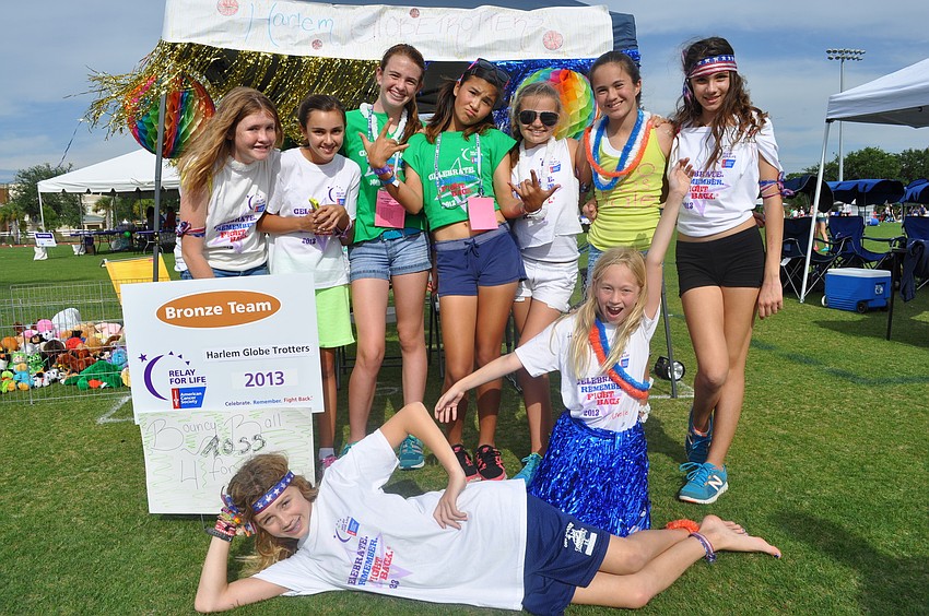 Team Harlem Globetrotters: (Back) Tyler Latta, Christy Wyatt, Adelaide Mahler, Carol Fauls, Emily MacDonald, Kat Gaukkman, Andrea Schiro; (Front) Tess Farrell and Noelle Malkovich. The team raised $3,479.50.