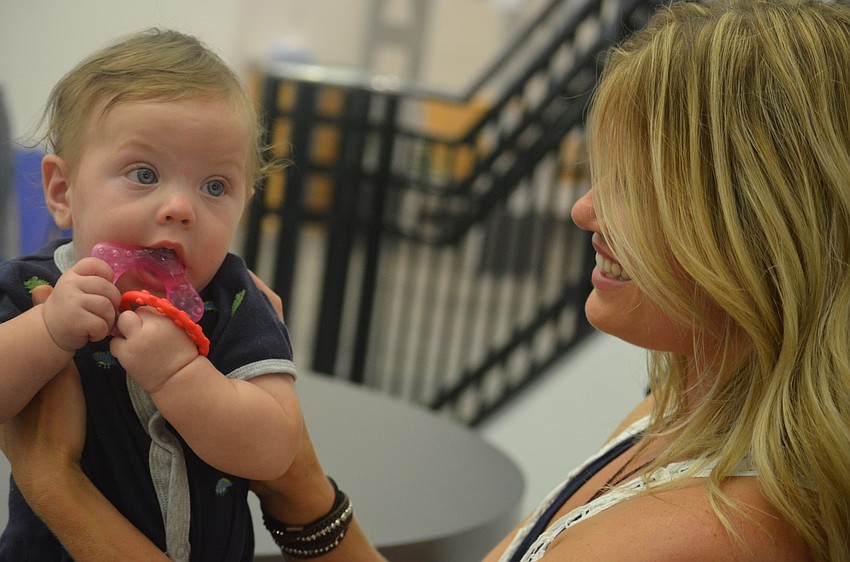 Christine Wycoff holds her son 5-month-old Brooks.