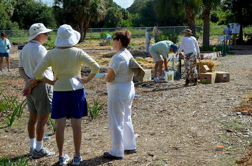 Attendees browse the community garden.