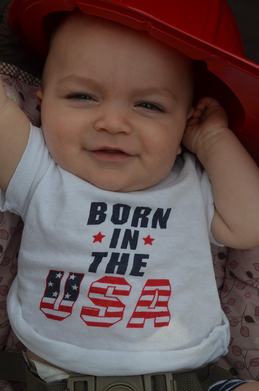 Finley Anderson, 6 months, joins in the Independence Day celebration.