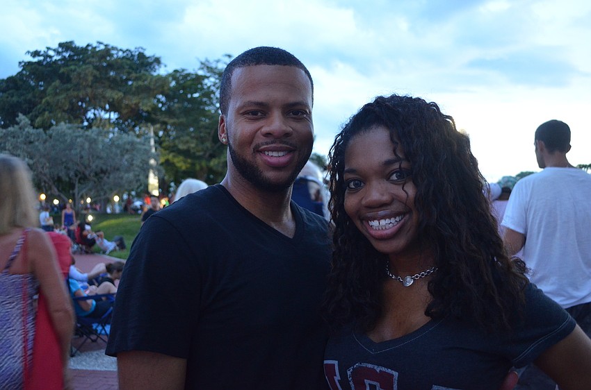 Dwayne Barrett spent the evening watching fireworks with Devona Dower.