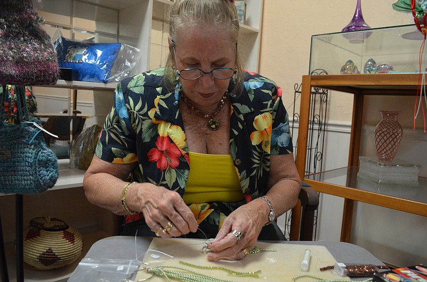 Sharon Marshall teaches beadwork at Beads F.O.B.