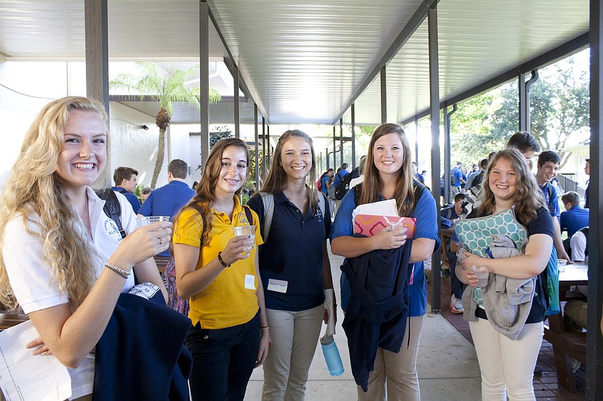 Eleventh graders, Brianna Eddy, Lindsay Mesalam, Nicole Litwiller, Jessica Daulong and Bailey Williams
