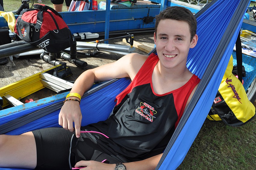 Austin Johnston, of ORRA Masters, in Oakridge, Tenn., relaxes.