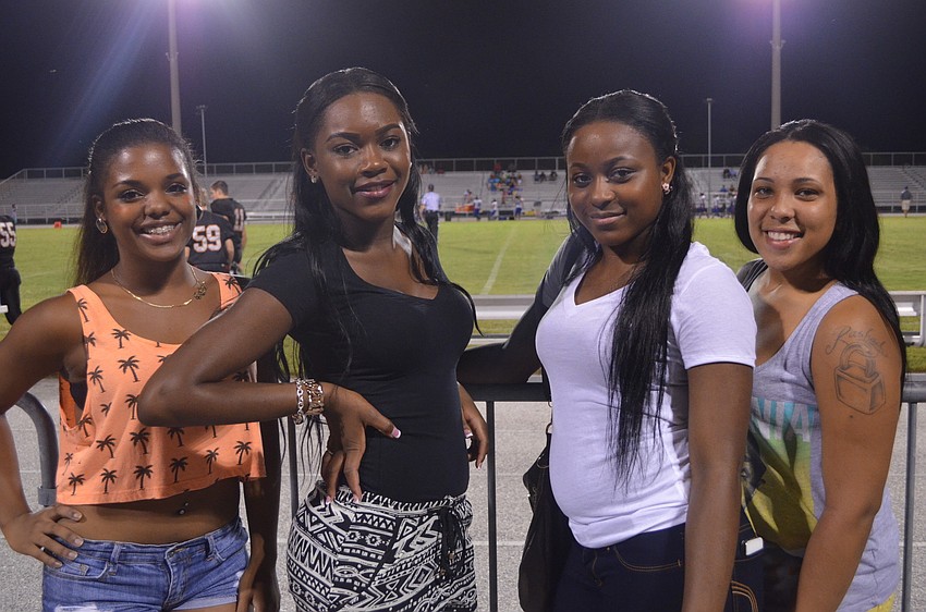 Aylee Calderon, 16, Tiarra Hughes, 17, and her twin Tikerra and Karissa Williams, 17, came out to support the Sailors.