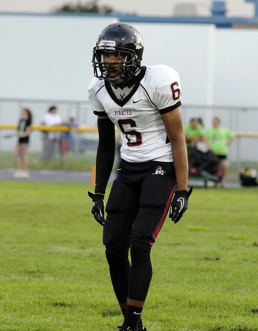 Senior cornerback Devyn Williams waits for the Pinellas Park offense to take the field.