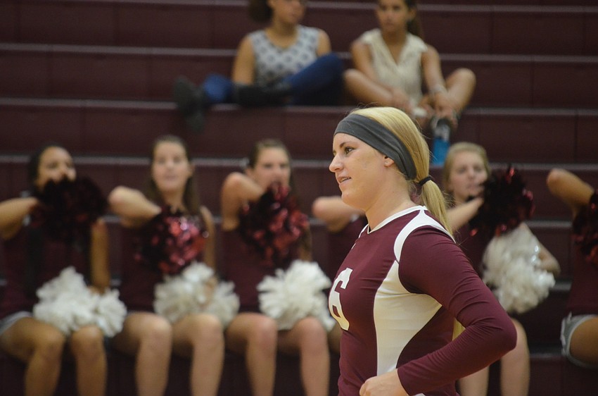 Riverview player Katie Kleinkopf waits for the play to begin.