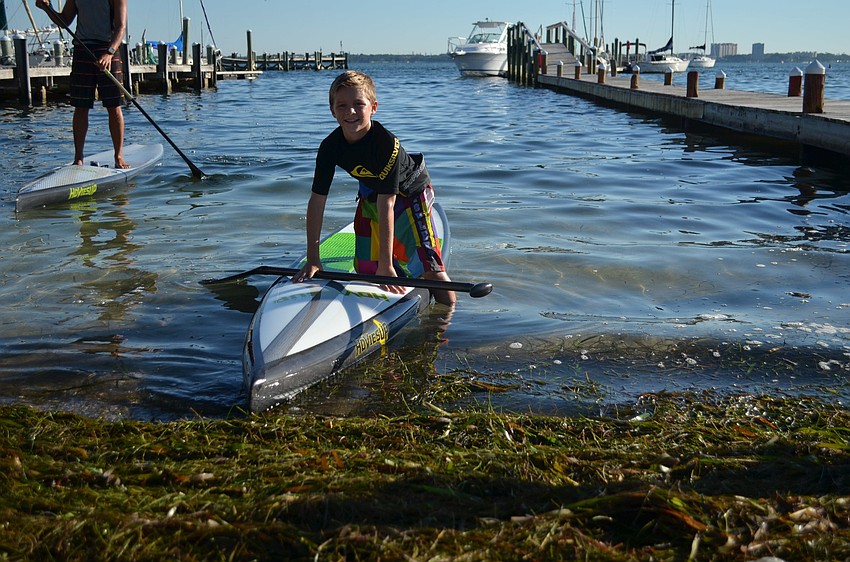 Dylan Gieger coming in from an early morning paddle.