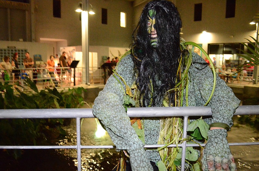 Ryan Sigel, Mote Marineâ€™s â€œswamp monsterâ€ at Moteâ€™s Night of Fish, Fun and Fright.