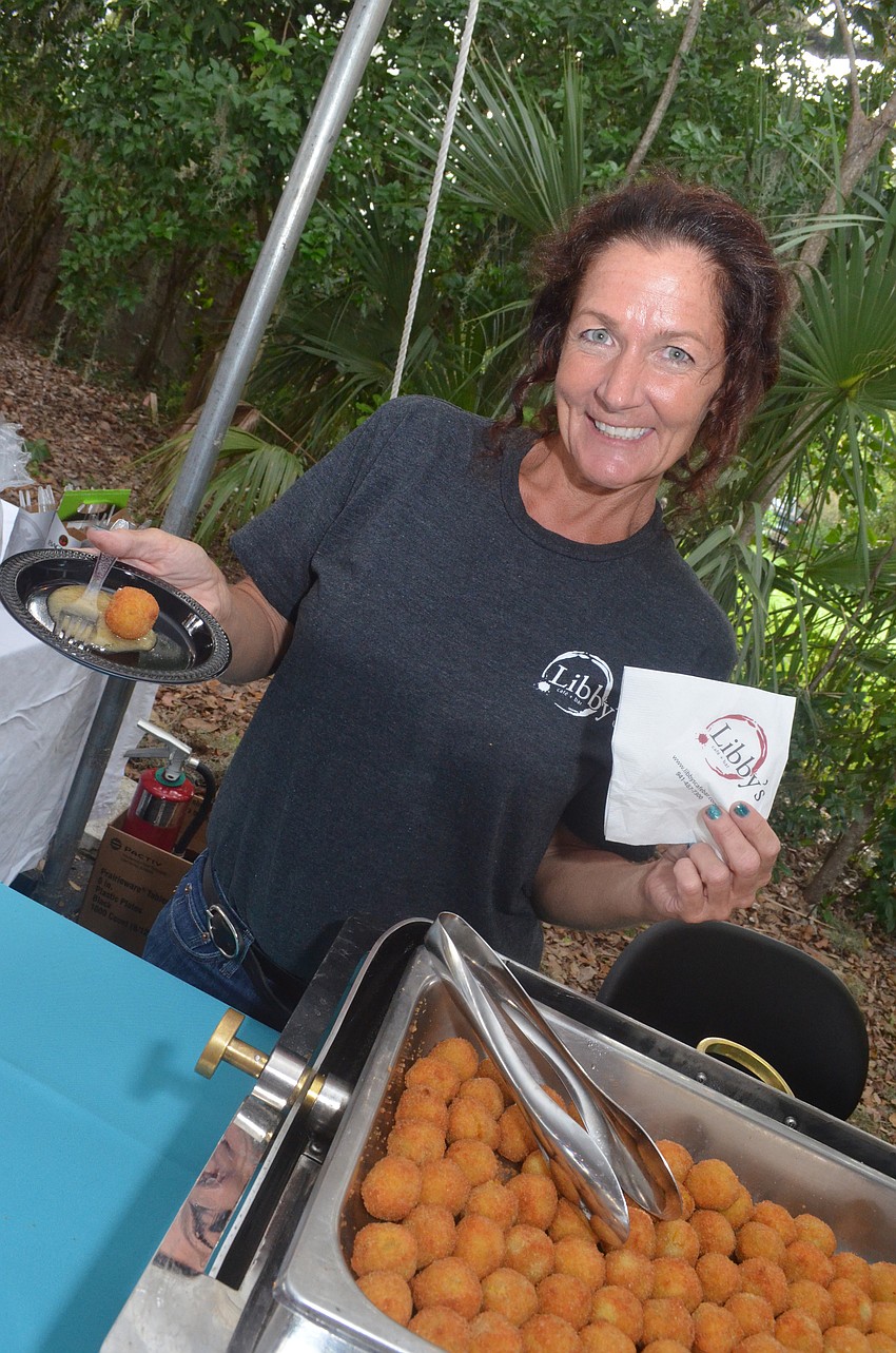 Suzie Mayhew of Libbyâ€™s CafÃ© serves mini red lentil quinoa cakes with a Fuji apple drizzle.