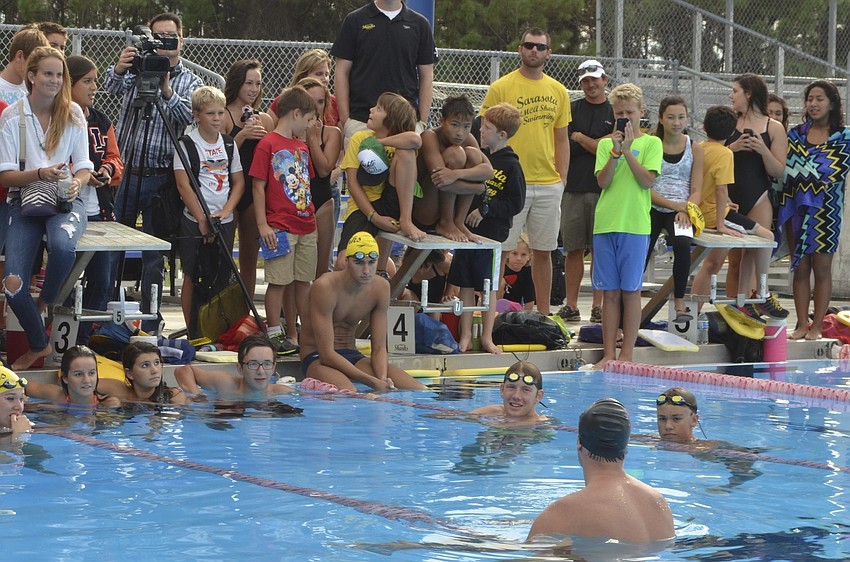 The Sarasota Sharks ask Ryan Lochte questions about his swimming career and his experiences being a gold medalist.