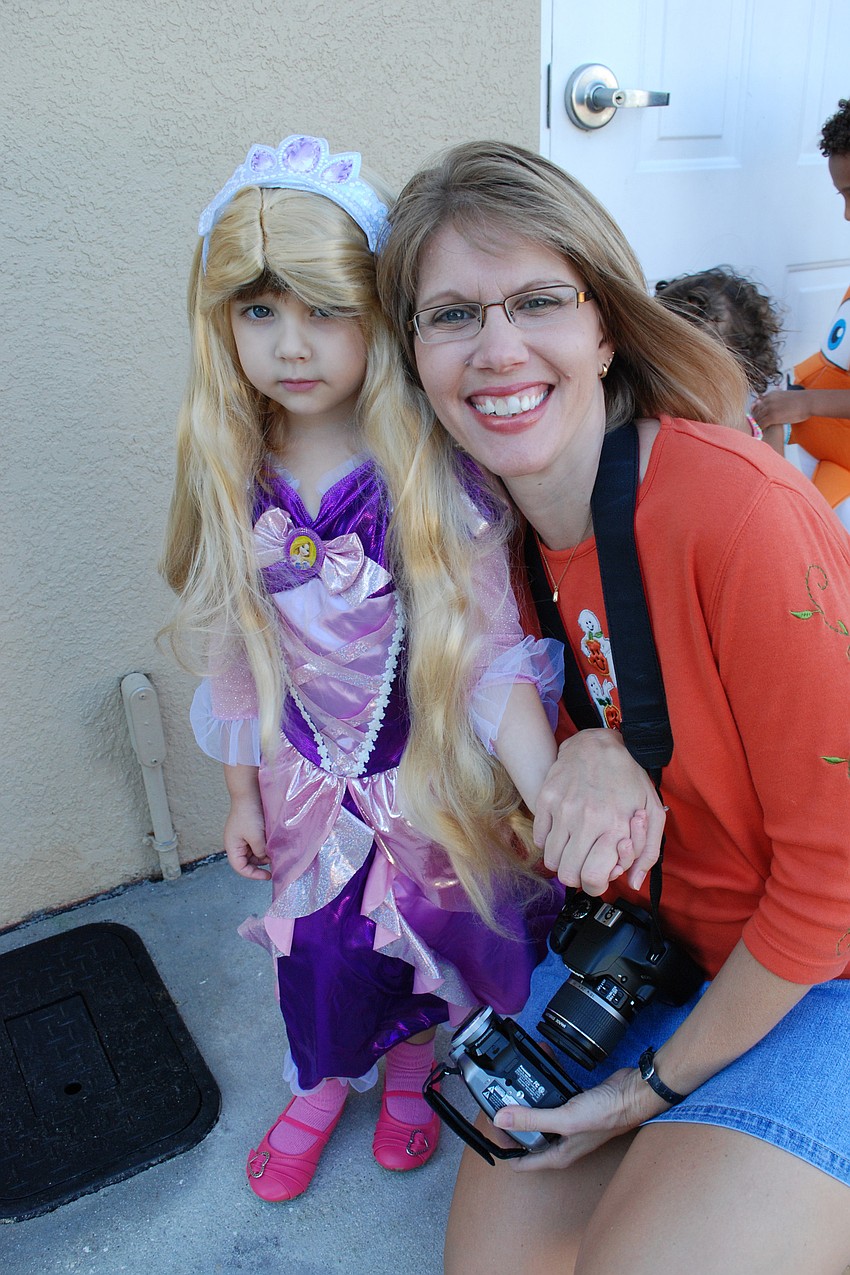 Lauren Browne, pictured with her mother, Drew, came as Rapunzel.