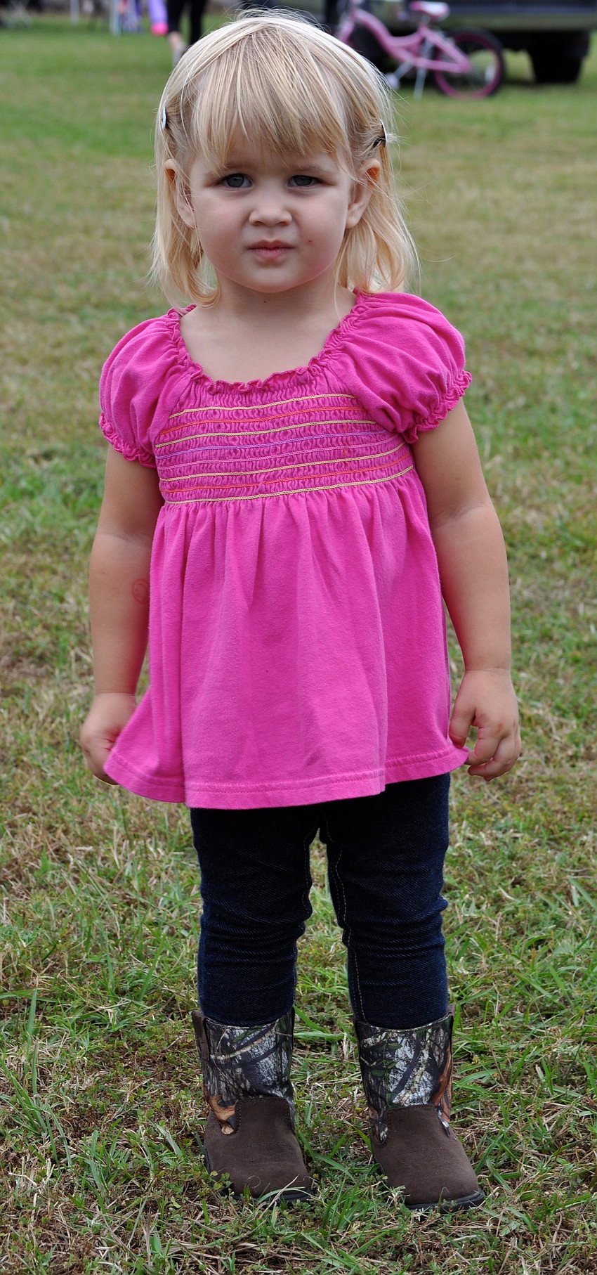 Lotus Burrow, 2, shows off her western wear.