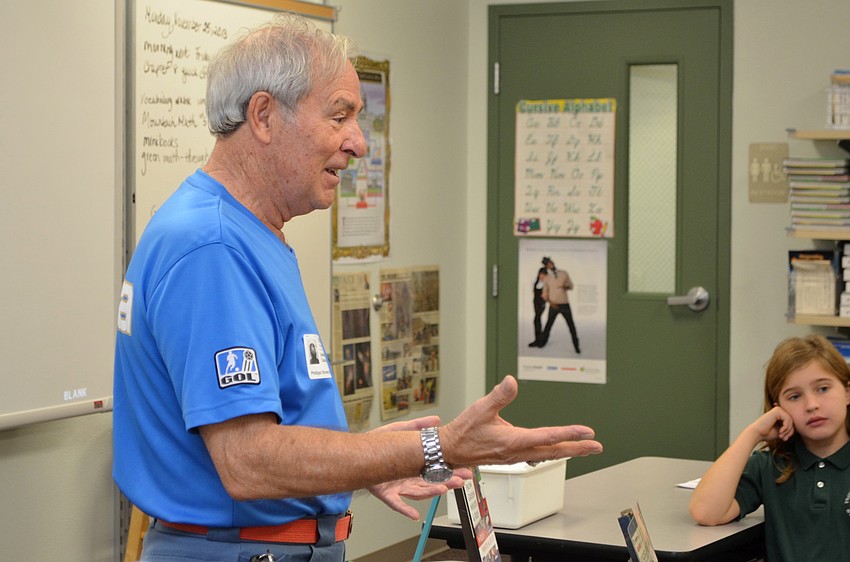 Author Joseph Spinella talks to the class about his life in Sicily.