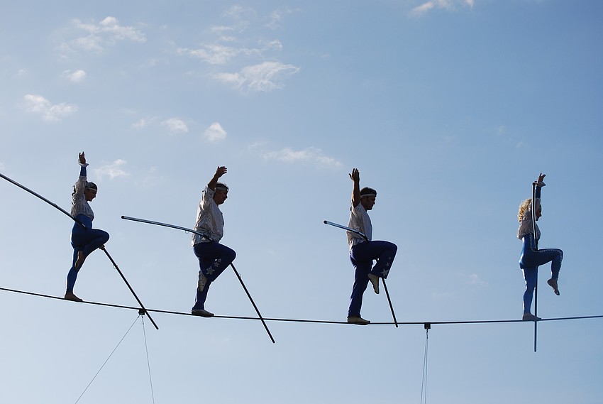 The Wallenda Family on the highwire.