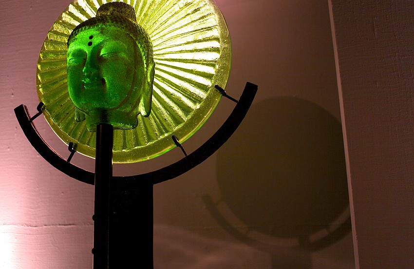 Lime Green Fan Buddha by Marlene Rose