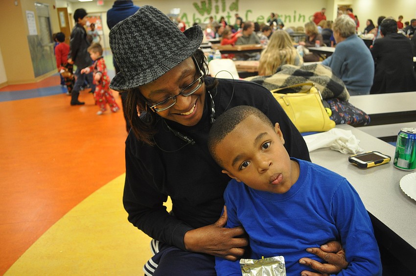 First-grader Tyler Bondurant had fun with his great aunt, Denise Wiley.