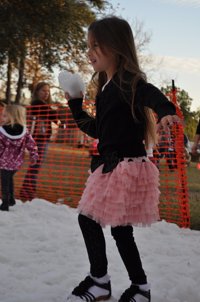 Adriana Loffelmann takes aim with a snowball.