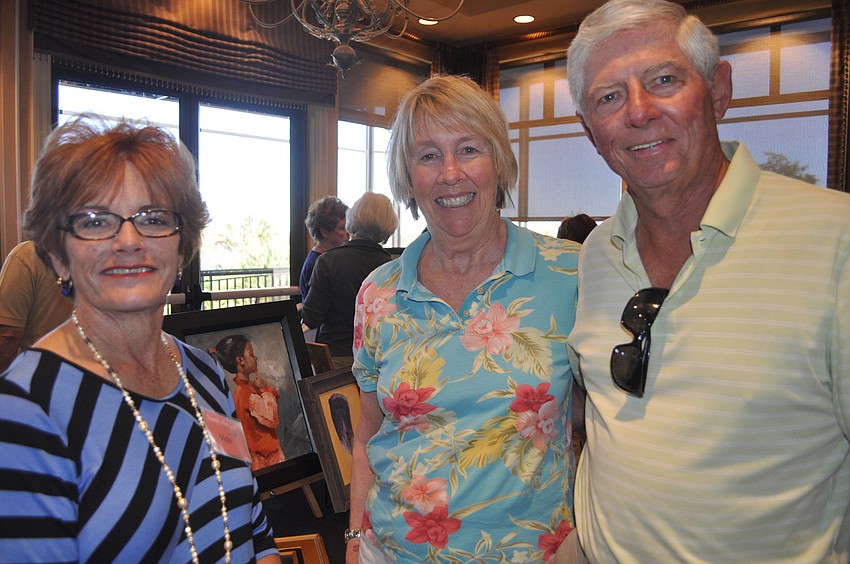 Vicki Sanborn, who paints oils on canvas, with Cissy and Bill Stasiuk