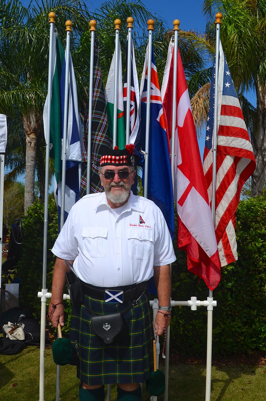 Bob Miccoly, of Braden River Pipers, shows his Celtic pride.