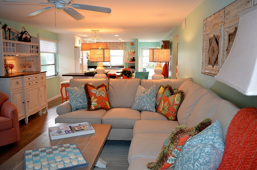 Bright and bold colors set the home at 695 Spanish Dr. South apart.