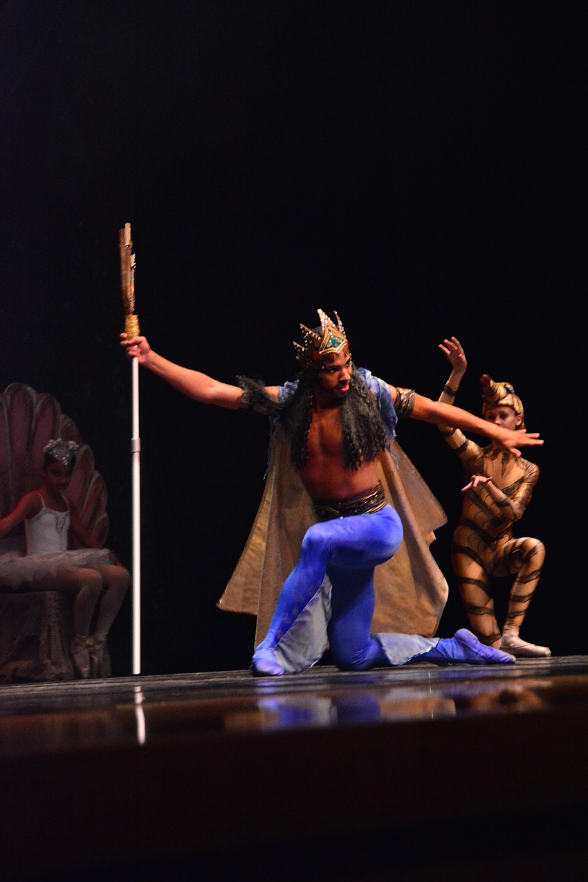 Matthew Griffin, as the king, shows his royalty.