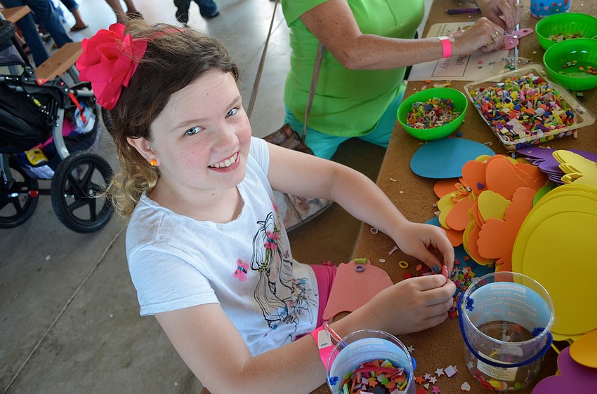 Evelynn Mahoney, 10, creates her own Easter Bunny.
