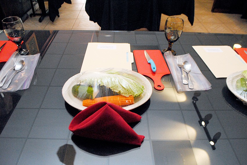 Chef Lam Lum pre-set the food used in the cooking class.