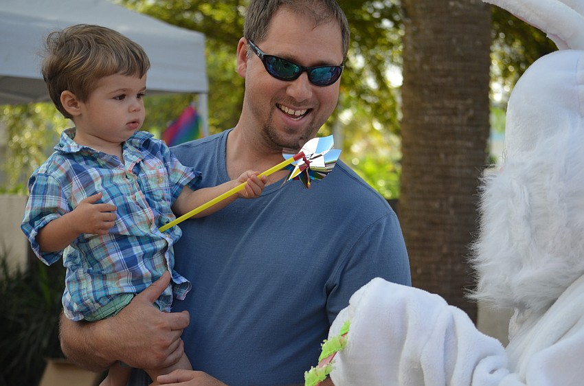 Aiden and Tom Chiaponne meet the Easter bunny.