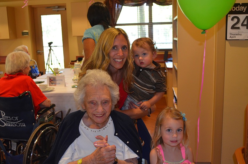 Connie Linderman with Katie, Ava and Trey Detjen