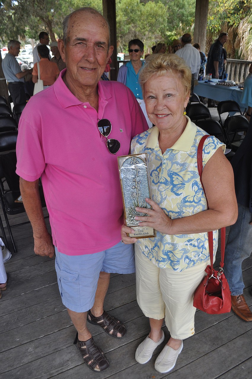 Bob and Ruth Gray received a beautification award for their landscaping.