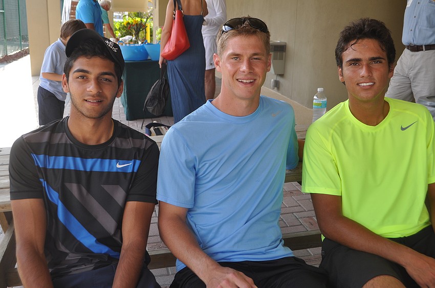 Sarasota Open contestants Sid Chappidi, Mark Oljaca and Eduardo Cabrera played in an exhibition match.