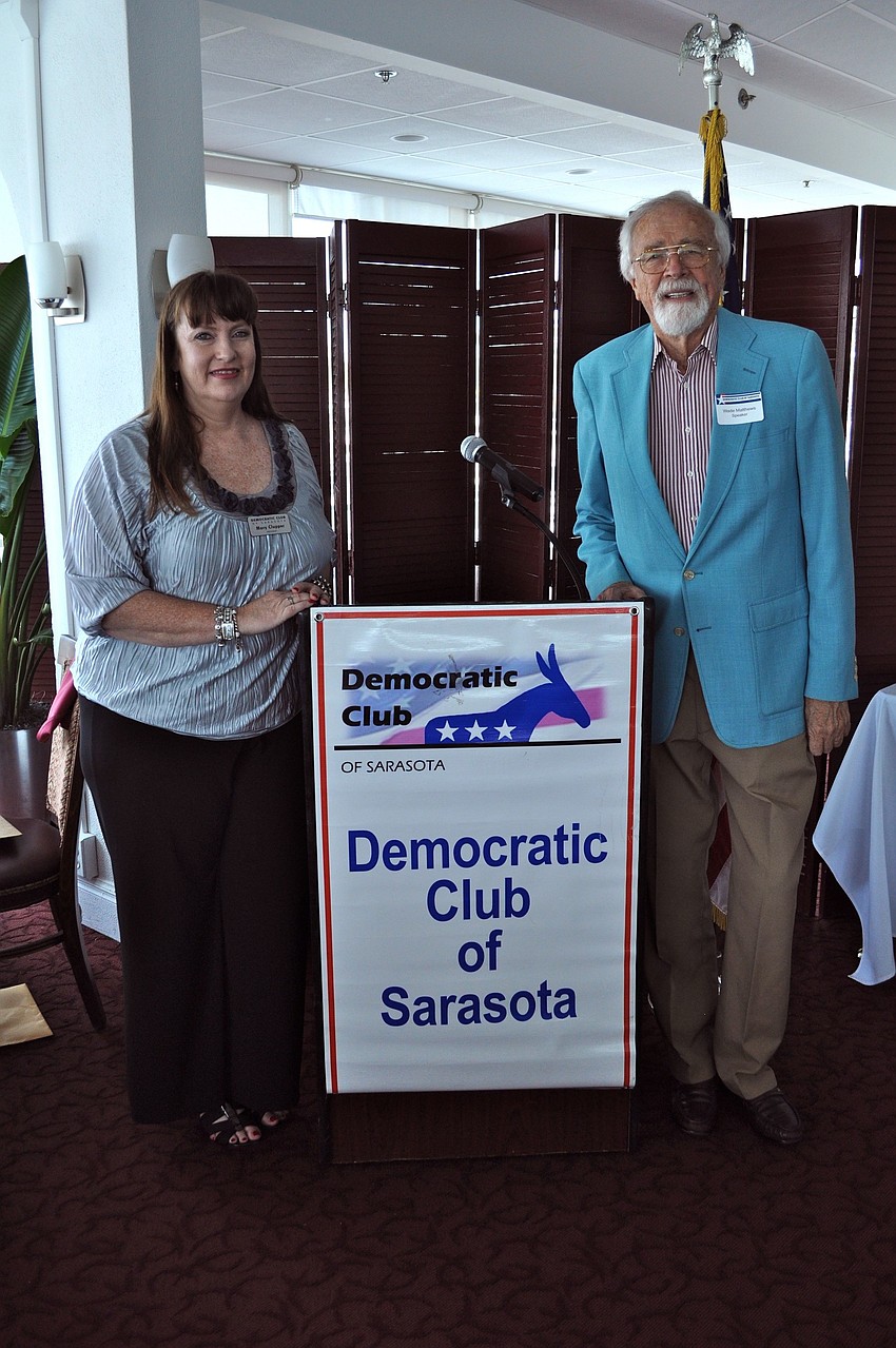 Club president Mary Clupper with guest speaker Wade Matthews