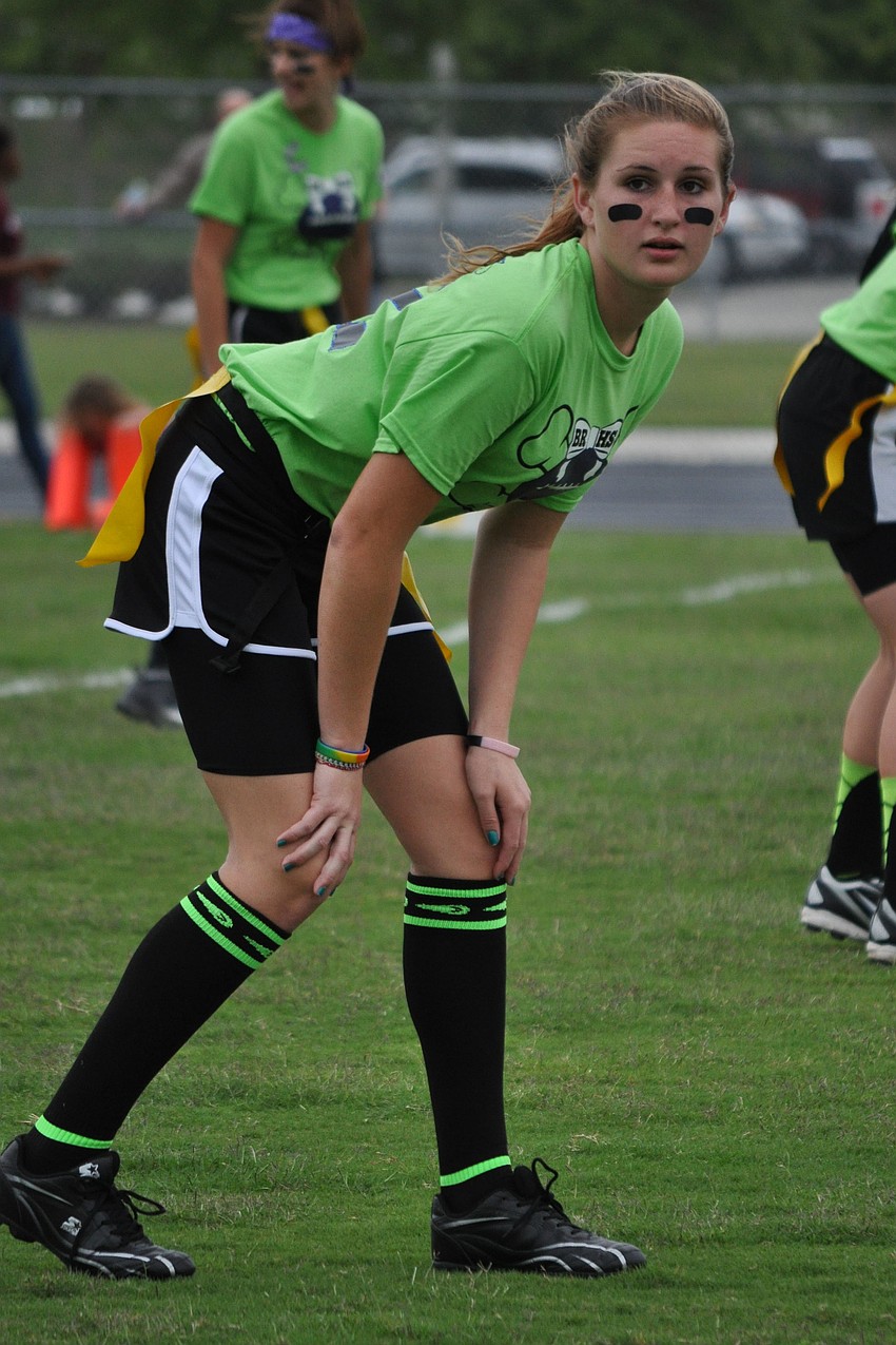 Freshman Hanah Evans readies for a play.