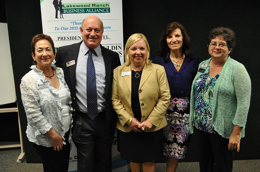 Barbara Zdziarski and Ray Reker of the Lakewood Ranch Business Alliance, Erin McLeod, Violeta Huesman of Keiser University and Sherie Becker, organizer for the Lakewood Ranch Business Alliance