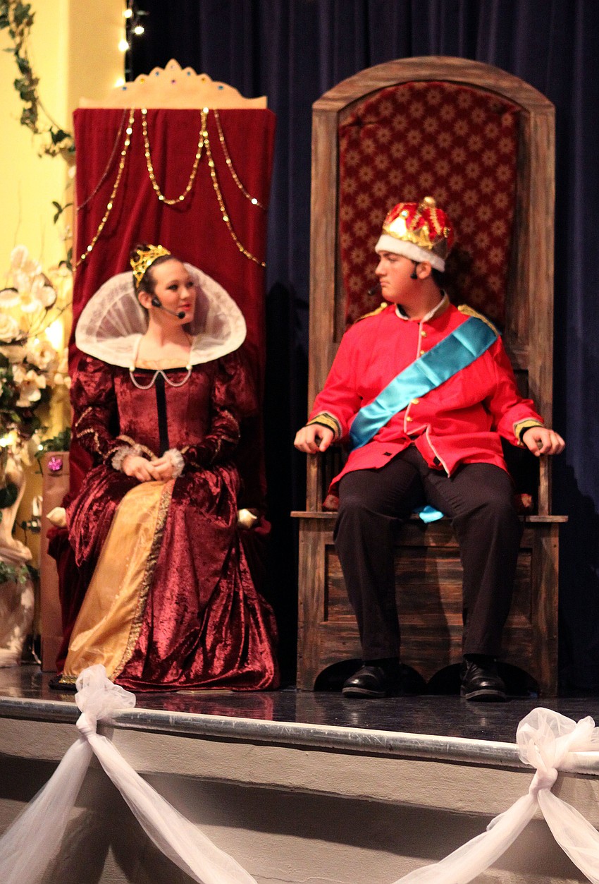Queen, Jackie Koelsch, and King, Michael McAfee, provide some comedic relief during a set change.